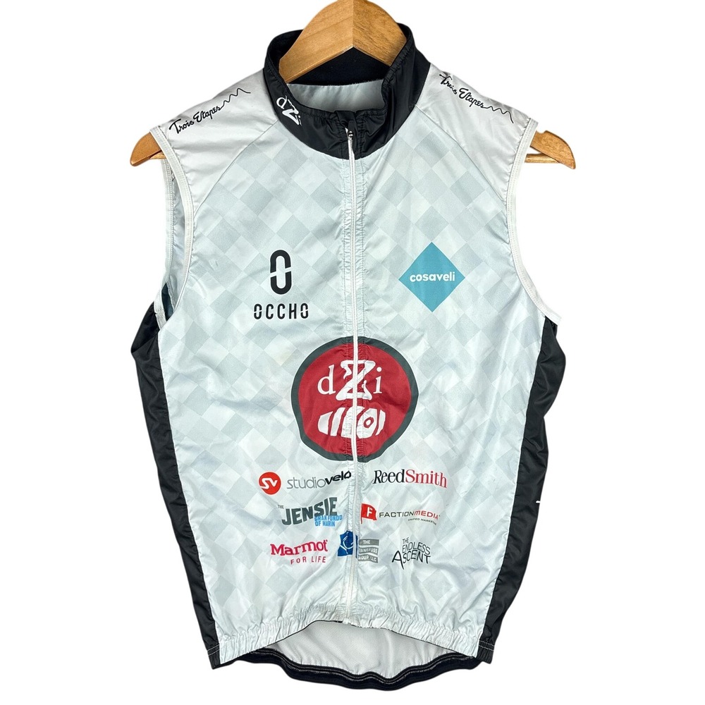 Trois Etapes Occho Cycling Gilet Vest Mens Small‎ White Full Zip DZi Cosaveli